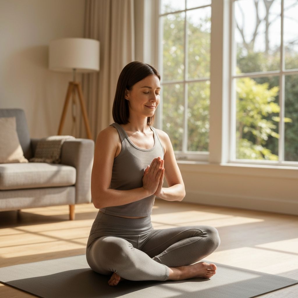 Calm person practicing breathing